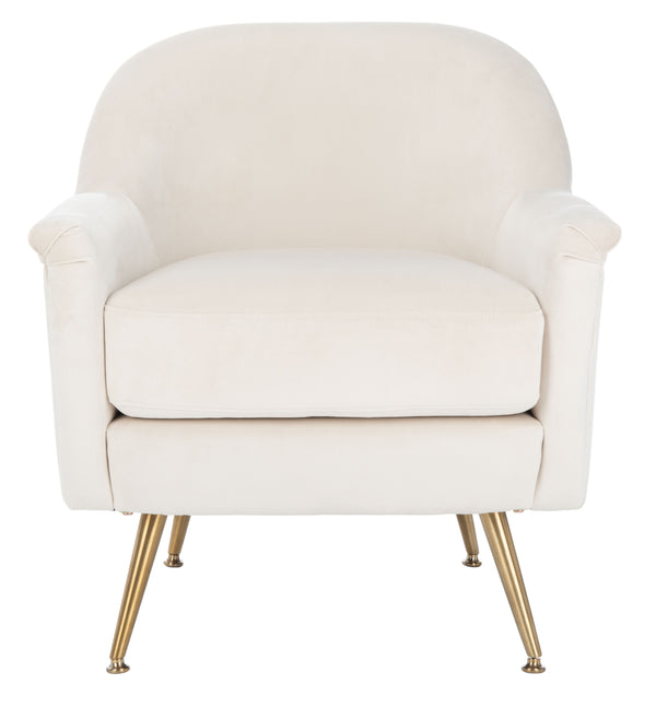 Brienne Mid Century Arm Chair - Chic Velvet Seating with Brass Legs for Stylish Living Room Retreat