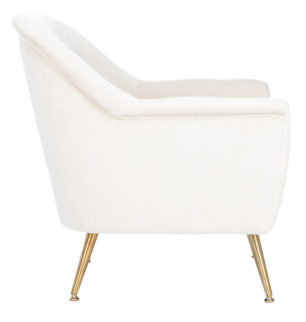 Brienne Mid Century Arm Chair - Chic Velvet Seating with Brass Legs for Stylish Living Room Retreat