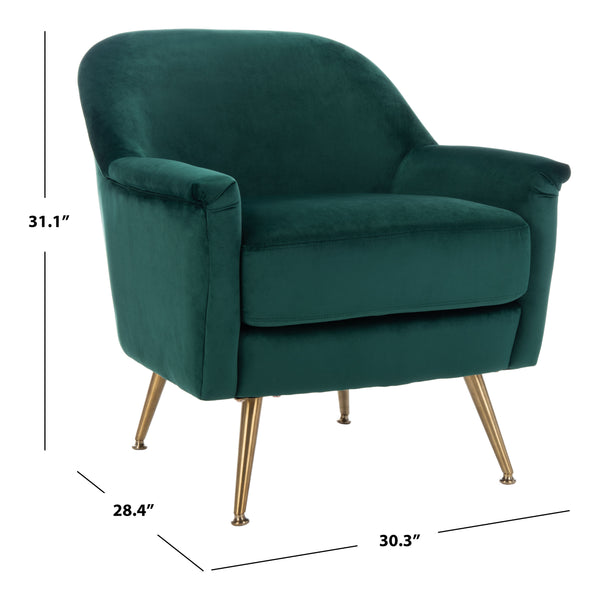 Brienne Mid Century Arm Chair - Chic Velvet Seating with Brass Legs for Stylish Living Room Retreat