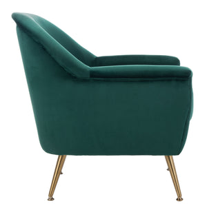 Brienne Mid Century Arm Chair - Chic Velvet Seating with Brass Legs for Stylish Living Room Retreat
