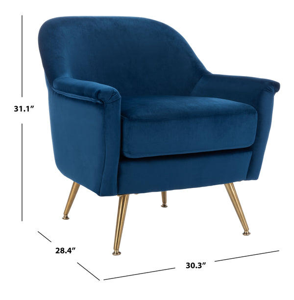 Brienne Mid Century Arm Chair - Chic Velvet Seating with Brass Legs for Stylish Living Room Retreat