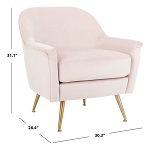 Brienne Mid Century Arm Chair - Chic Velvet Seating with Brass Legs for Stylish Living Room Retreat