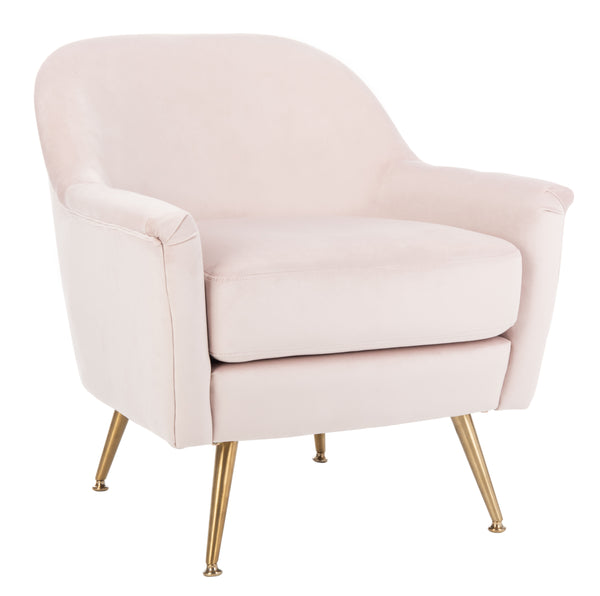Brienne Mid Century Arm Chair - Chic Velvet Seating with Brass Legs for Stylish Living Room Retreat