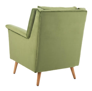 Astrid Mid Century Arm Chair - Chic Velvet Upholstered Design with Solid Oak Legs for Modern Living Rooms