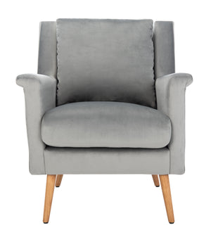 Astrid Mid Century Arm Chair - Chic Velvet Upholstered Design with Solid Oak Legs for Modern Living Rooms