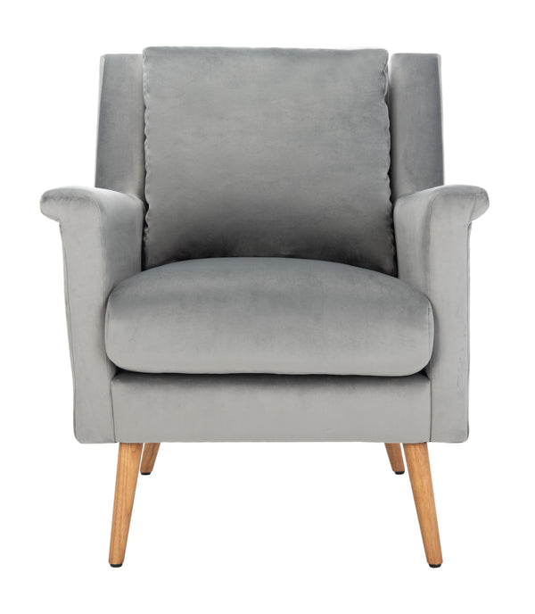 Astrid Mid Century Arm Chair - Chic Velvet Upholstered Design with Solid Oak Legs for Modern Living Rooms