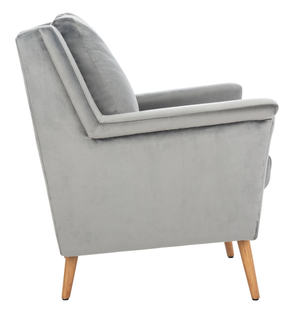 Astrid Mid Century Arm Chair - Chic Velvet Upholstered Design with Solid Oak Legs for Modern Living Rooms