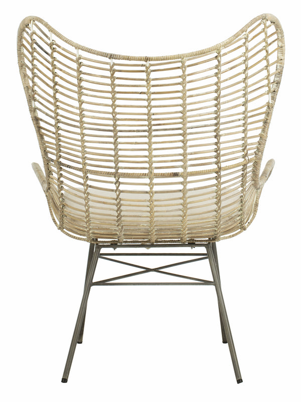 Malia Rattan Wingback Armchair - Stylish White Wash Design for Comfort & Conversation in Living Room