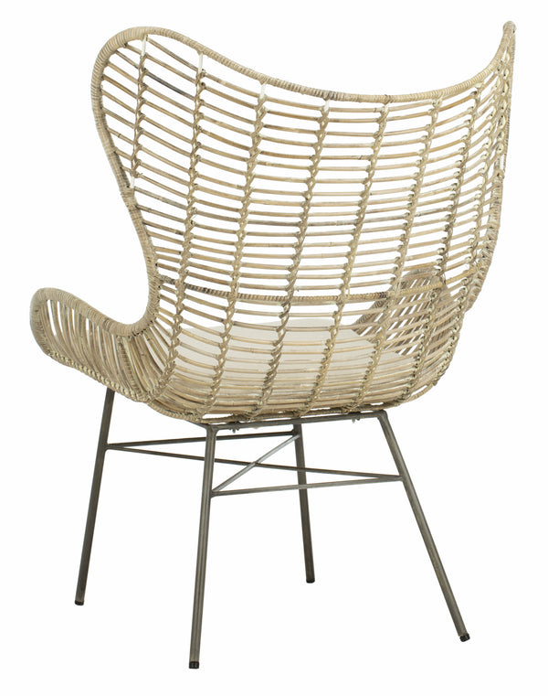 Malia Rattan Wingback Armchair - Stylish White Wash Design for Comfort & Conversation in Living Room