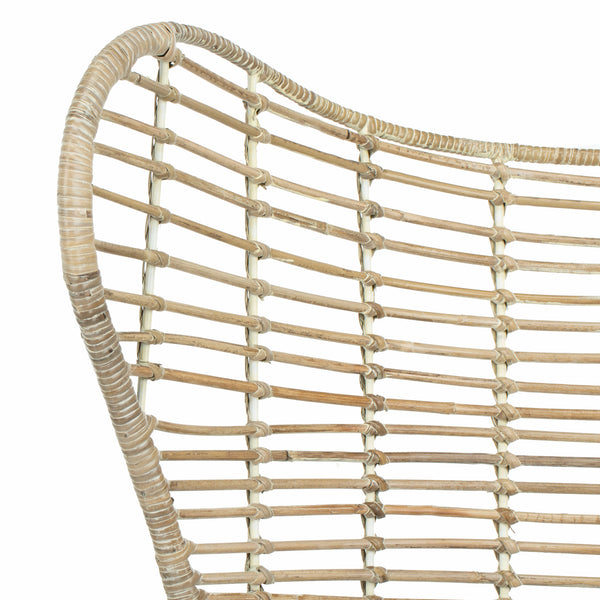 Malia Rattan Wingback Armchair - Stylish White Wash Design for Comfort & Conversation in Living Room
