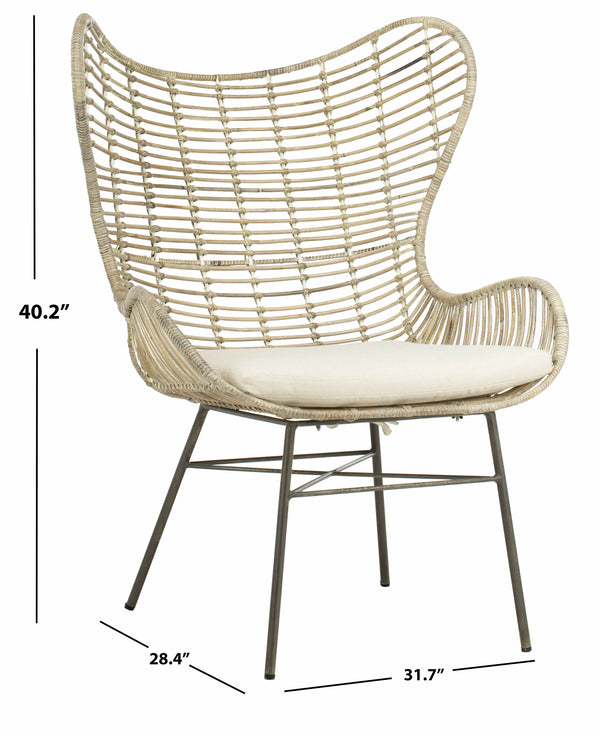 Malia Rattan Wingback Armchair - Stylish White Wash Design for Comfort & Conversation in Living Room