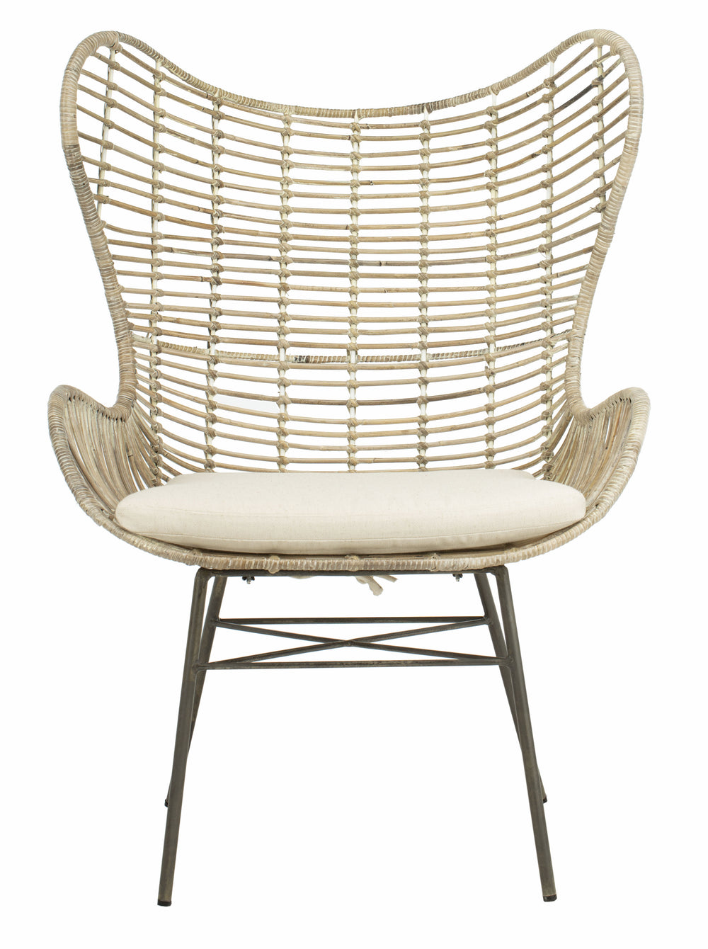 Malia Rattan Wingback Armchair - Stylish White Wash Design for Comfort & Conversation in Living Room