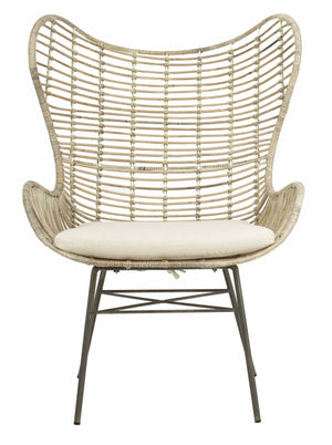 Malia Rattan Wingback Armchair - Stylish White Wash Design for Comfort & Conversation in Living Room