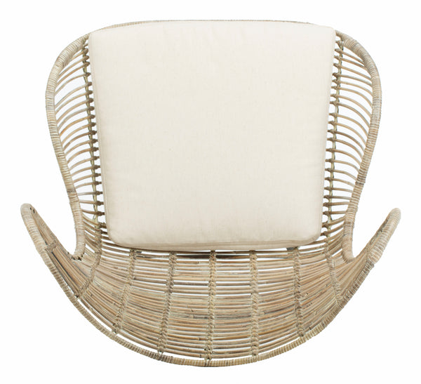 Malia Rattan Wingback Armchair - Stylish White Wash Design for Comfort & Conversation in Living Room