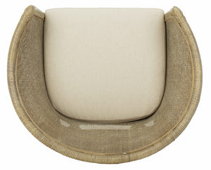 Alexana Rattan Armchair – Modern Comfort with Whitewashed Finish & Linen Cushion for Chic Living Rooms