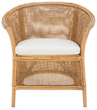 Jessica Rattan Accent Chair with Cushion in Honey Brown Wash, White