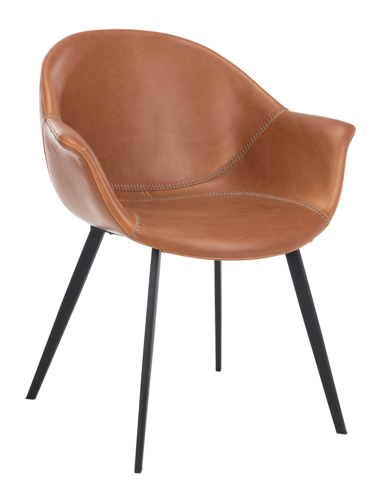 Dublin Midcentury Modern Leather Dining Tub Chair - Set of 2