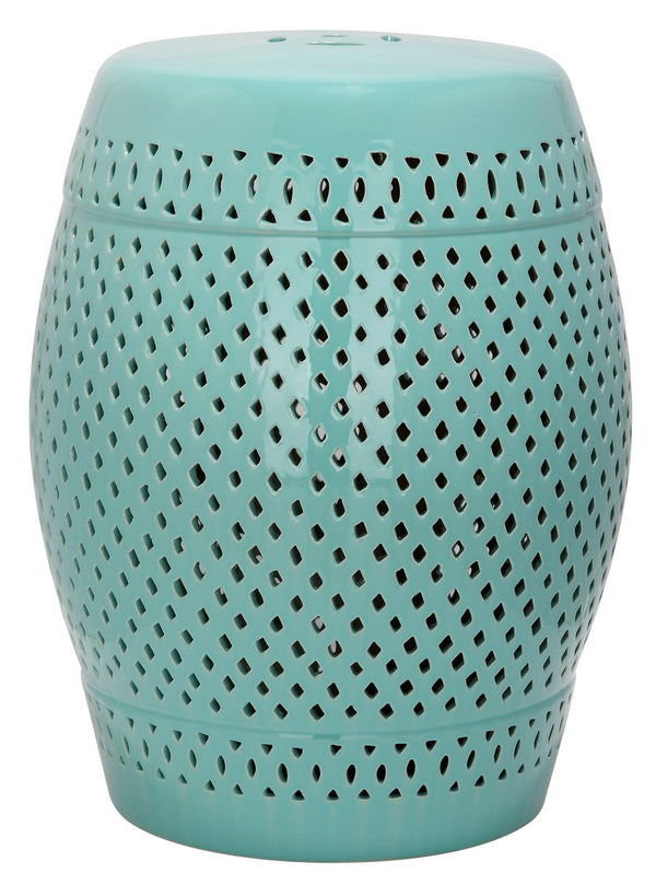 Diamond Garden Stool - Elegant Robin's Egg Blue Ceramic Accent for Indoor & Outdoor Spaces