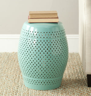 Diamond Garden Stool - Elegant Robin's Egg Blue Ceramic Accent for Indoor & Outdoor Spaces