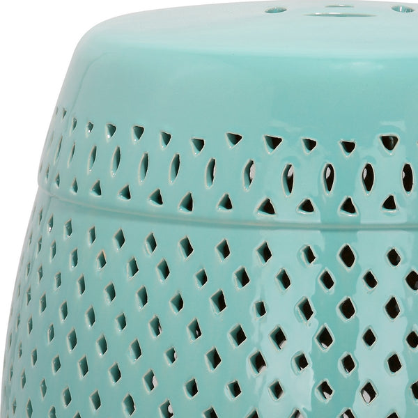Diamond Garden Stool - Elegant Robin's Egg Blue Ceramic Accent for Indoor & Outdoor Spaces