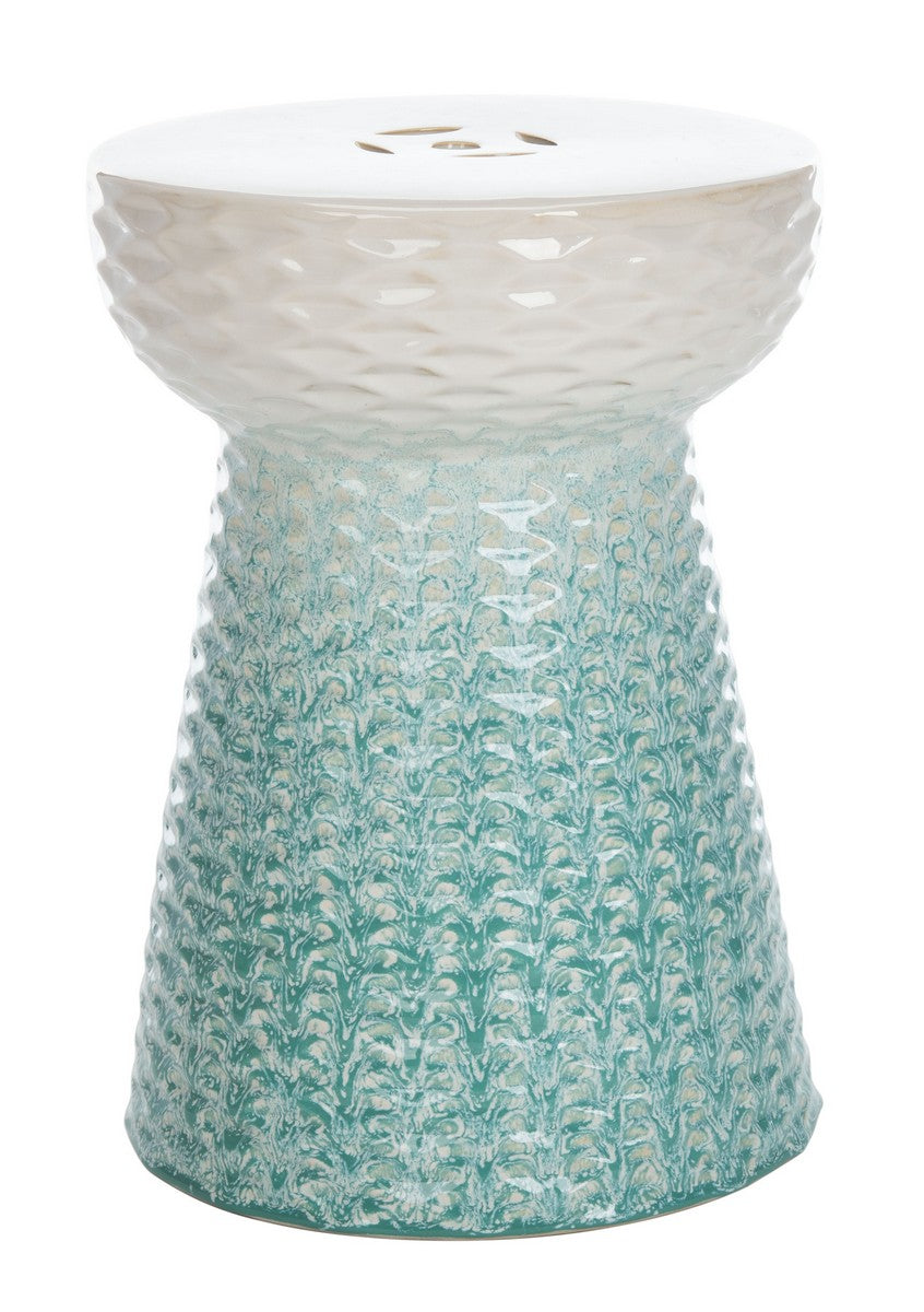 Kenson Chic Light Blue Ceramic Garden Stool - Stylish, Versatile Seating for Outdoor Spaces
