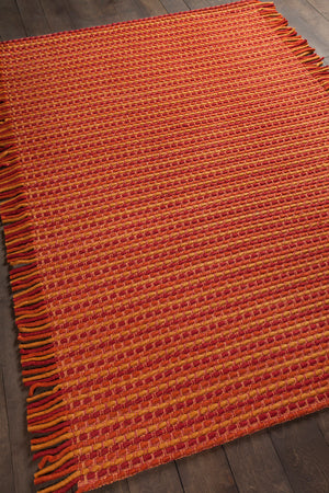 Chandra Rugs Adaline 100% Wool Hand-Woven Contemporary Rug Red/Orange 7'9 x 10'6