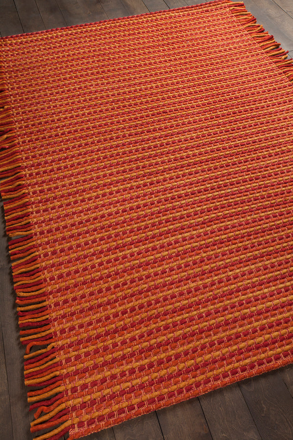 Chandra Rugs Adaline 100% Wool Hand-Woven Contemporary Rug Red/Orange 7'9 x 10'6