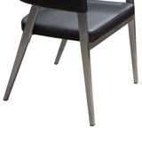 Adele Set of Two Dining/Accent Chairs in Black Leatherette w/ Brushed Stainless Steel Leg by Diamond Sofa