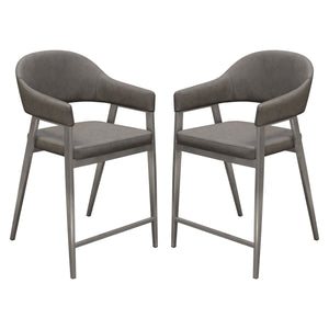 Adele Set of Two Counter Height Chairs in Grey Leatherette w/ Brushed Stainless Steel Leg by Diamond Sofa