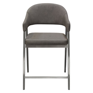 Adele Set of Two Counter Height Chairs in Grey Leatherette w/ Brushed Stainless Steel Leg by Diamond Sofa