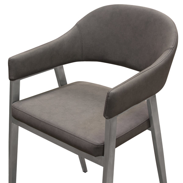 Adele Set of Two Counter Height Chairs in Grey Leatherette w/ Brushed Stainless Steel Leg by Diamond Sofa