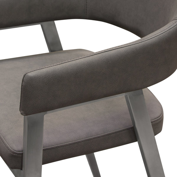 Adele Set of Two Counter Height Chairs in Grey Leatherette w/ Brushed Stainless Steel Leg by Diamond Sofa