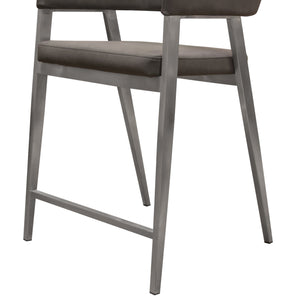 Adele Set of Two Counter Height Chairs in Grey Leatherette w/ Brushed Stainless Steel Leg by Diamond Sofa