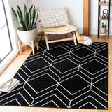 Adirondack 241 Contemporary Power Loomed Polypropylene Pile Rug Black / Ivory