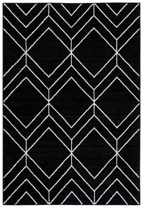 Adirondack 241 Contemporary Power Loomed Polypropylene Pile Rug Black / Ivory
