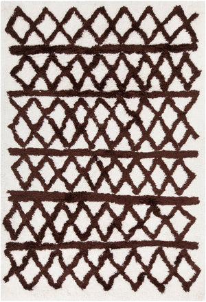 Chandra Rugs Aerona 100% Polyester Hand-Tufted Contemporary Rug White/Brown 7'9 x 10'6