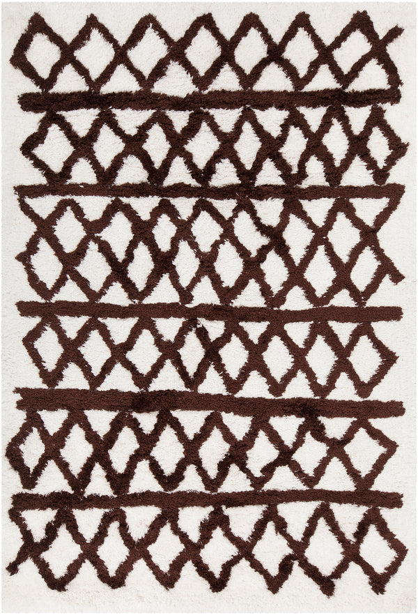 Chandra Rugs Aerona 100% Polyester Hand-Tufted Contemporary Rug White/Brown 7'9 x 10'6