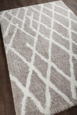 Chandra Rugs Aerona 100% Polyester Hand-Tufted Contemporary Rug Tan/White 7'9 x 10'6