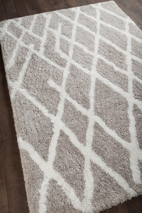 Chandra Rugs Aerona 100% Polyester Hand-Tufted Contemporary Rug Tan/White 7'9 x 10'6