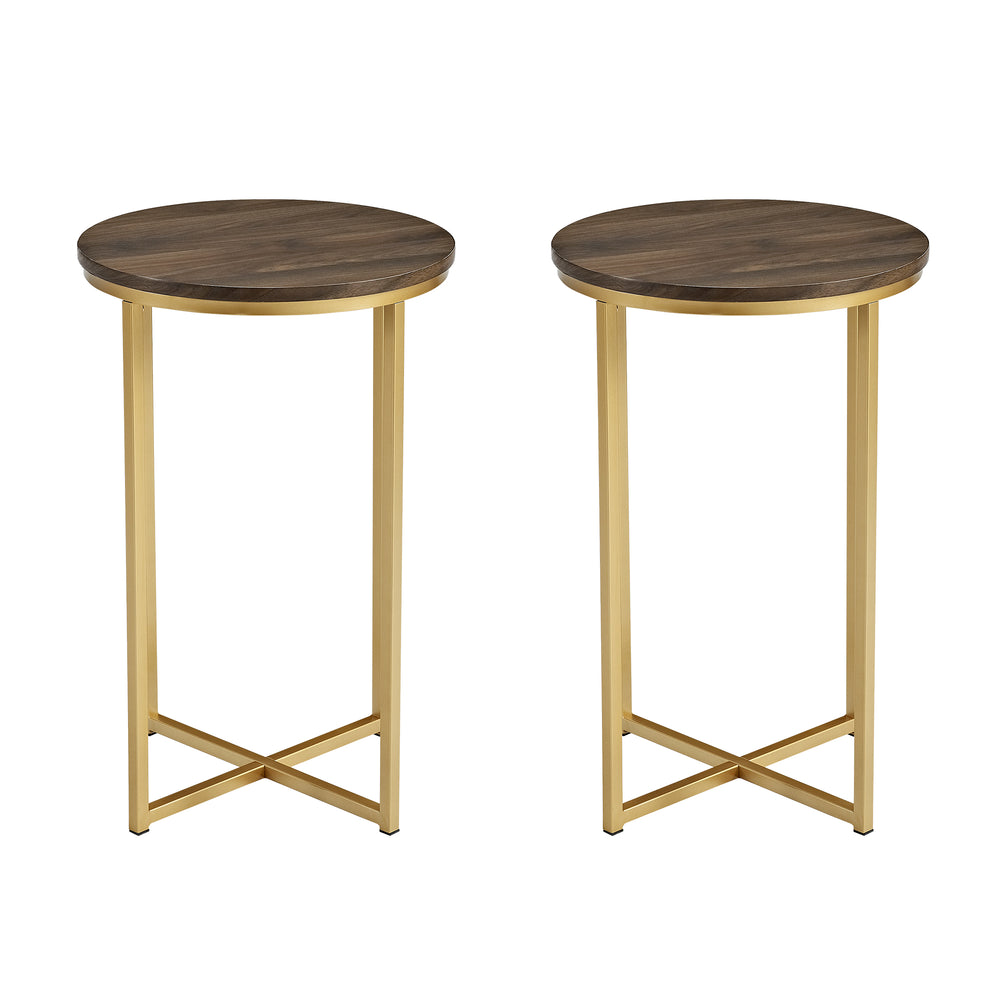 Walker Edison Modern Glam 2-Piece Metal-X Leg Side Table Set XIIXR AF16ALSTDWG-2PK
