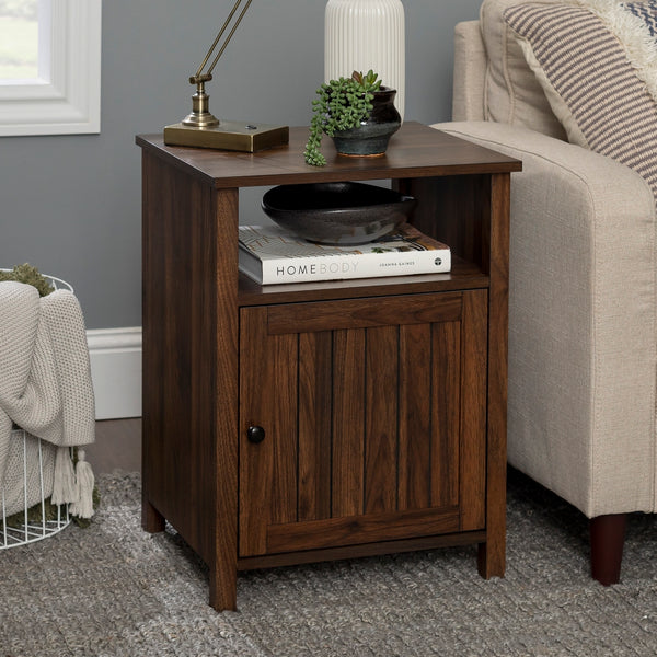 18" Grooved Door Side Table Dark Walnut