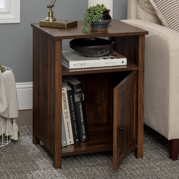 18" Grooved Door Side Table Dark Walnut