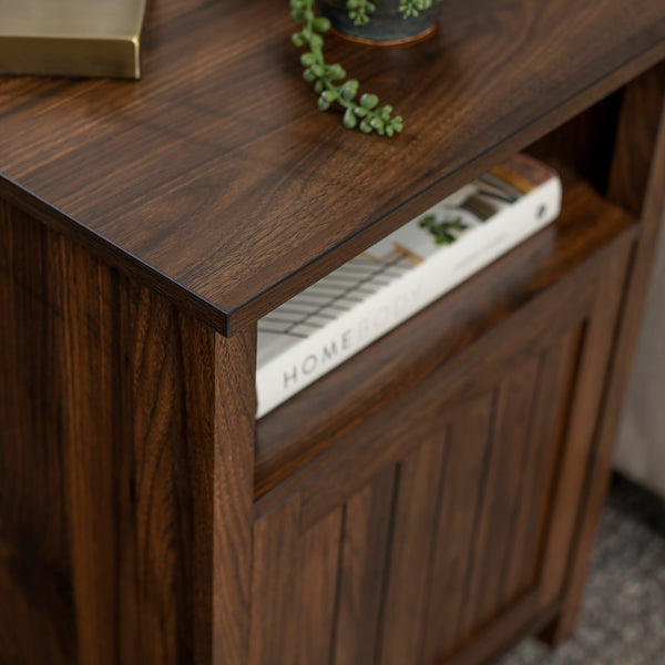 18" Grooved Door Side Table Dark Walnut