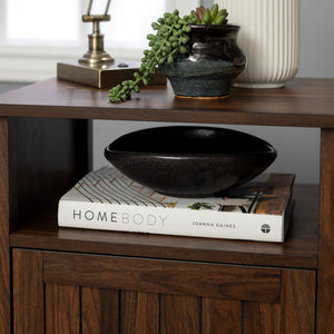 18" Grooved Door Side Table Dark Walnut