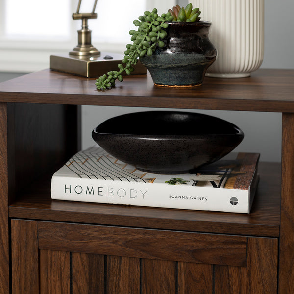 18" Grooved Door Side Table Dark Walnut