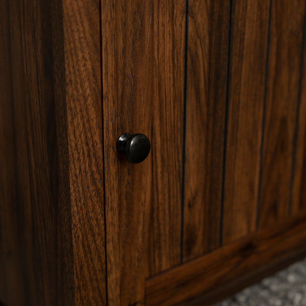 18" Grooved Door Side Table Dark Walnut