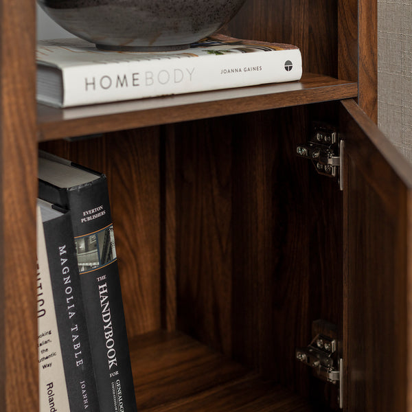 18" Grooved Door Side Table Dark Walnut