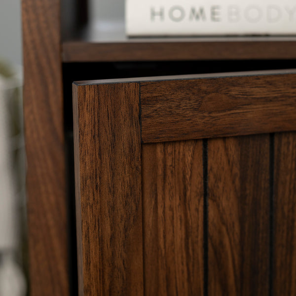 18" Grooved Door Side Table Dark Walnut