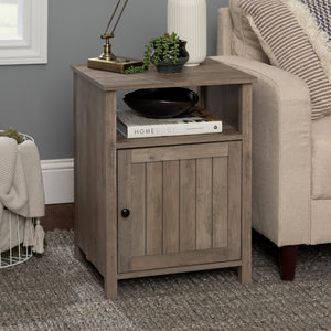 18" Grooved Door Side Table Grey Wash