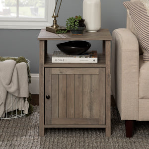 18" Grooved Door Side Table Grey Wash